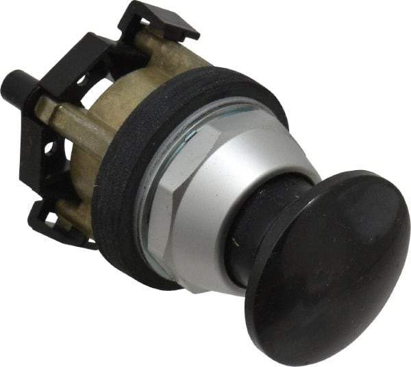 Eaton Cutler-Hammer - 30.5mm Mount Hole, 3035mm Extended Mushroom Head, Pushbutton Switch Only - Round, Black Pushbutton, Nonilluminated, Momentary (MO), Corrosion Resistant, Oiltight & Watertight - Americas Tooling