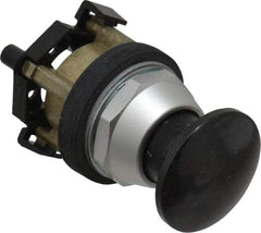 Eaton Cutler-Hammer - 30.5mm Mount Hole, 3035mm Extended Mushroom Head, Pushbutton Switch Only - Round, Black Pushbutton, Nonilluminated, Momentary (MO), Corrosion Resistant, Oiltight & Watertight - Americas Tooling