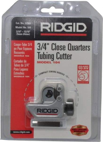 Ridgid - 3/16" to 15/16" Pipe Capacity, Mini Tube Cutter - Cuts Copper, Aluminum, Brass, Plastic - Americas Tooling