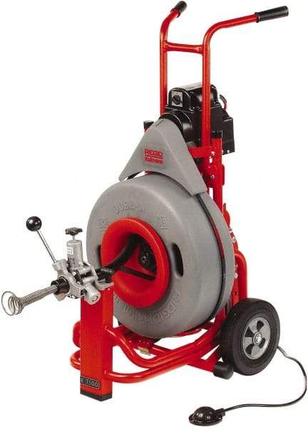 Ridgid - Electric Battery Drain Cleaning Machine - For 3" to 10" Pipe, 0.4286" x 100' Cable, 200 Max RPM - Americas Tooling