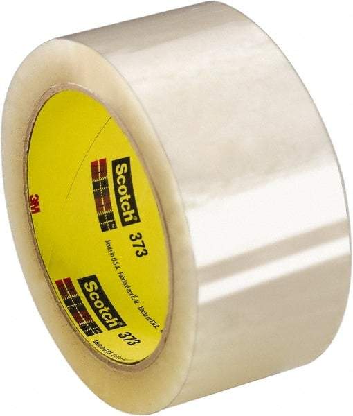 3M - 3" x 55 Yd Clear Rubber Adhesive Sealing Tape - Polypropylene Film Backing, 2.5 mil Thick, 60 Lb Tensile Strength, Series 373 - Americas Tooling