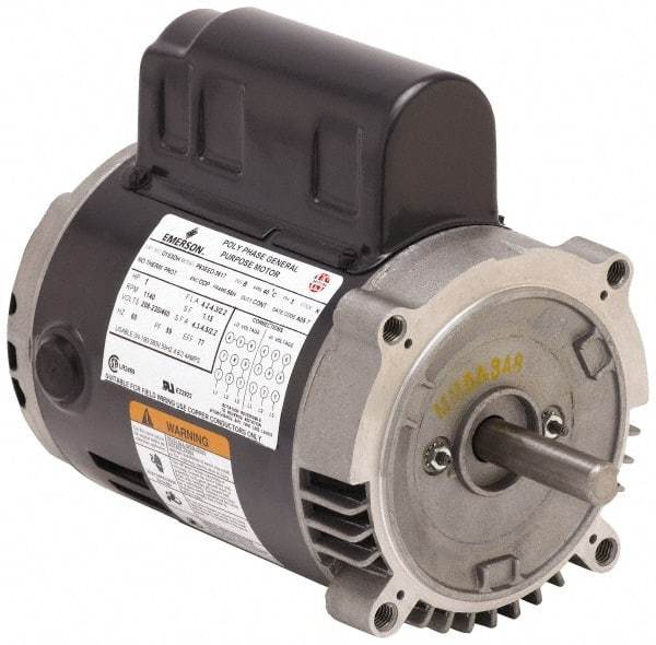 US Motors - 1/2 hp, ODP Enclosure, Manual Thermal Protection, 1,625 RPM, 115 Volt, 60/50 Hz, Single Phase Permanent Split Capacitor (PSC) Motor - Size 56 Frame, Cradle Mount, 1 Speed, Ball Bearings, 5.0/5.7 Full Load Amps, B Class Insulation, Reversible - Americas Tooling