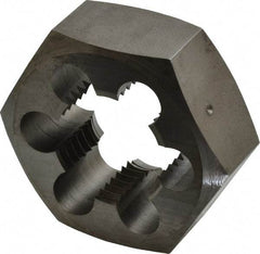 Made in USA - 1-3/8 - 8 UNS Thread, 2-3/8" Hex, Right Hand Thread, Hex Rethreading Die - Carbon Steel, 1" Thick - Exact Industrial Supply