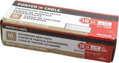 Porter-Cable - 18 Gauge 1-1/4" Long Brad Nails for Power Nailers - Grade 2 Steel, Galvanized Finish, Smooth Shank, Straight Stick Collation, Brad Head, Chisel Point - Americas Tooling