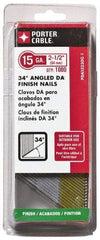 Porter-Cable - 15 Gauge 2-1/2" Long Finishing Nails for Power Nailers - Grade 2 Steel, Galvanized Finish, Angled Stick Collation, Chisel Point - Americas Tooling