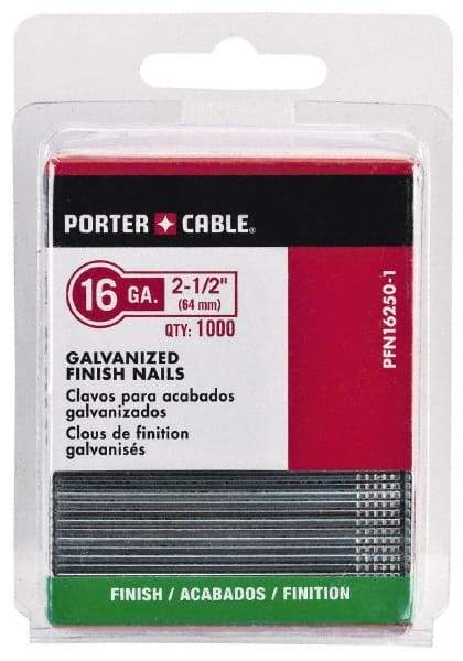 Porter-Cable - 16 Gauge 2" Long Finishing Nails for Power Nailers - Grade 2 Steel, Galvanized Finish, Straight Stick Collation, Chisel Point - Americas Tooling