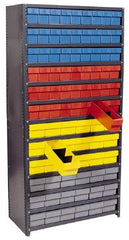 Quantum Storage - 36 Bin Closed Shelving System - 36 Inch Overall Width x 12 Inch Overall Depth x 39 Inch Overall Height, Blue High Impact Polystyrene Bins - Americas Tooling