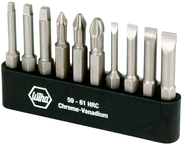 10 Piece - Slotted 3.0; 4.5; 5.5; 6.5mm; Phillips 1; 2; 3 and Square 1; 2; 3 - Power Bit Belt Pack With Holder - Americas Tooling