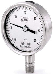 Ashcroft - 2-1/2" Dial, 1/4 Thread, 0-6,000 Scale Range, Pressure Gauge - Center Back Connection Mount, Accurate to 1% of Scale - Americas Tooling