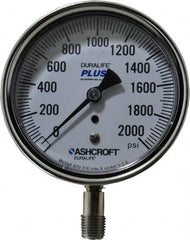 Ashcroft - 3-1/2" Dial, 1/4 Thread, 0-2,000 Scale Range, Pressure Gauge - Lower Connection Mount, Accurate to 1% of Scale - Americas Tooling