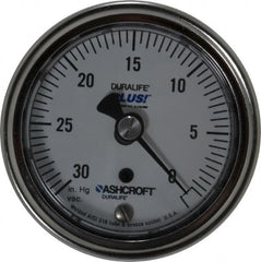 Ashcroft - 2-1/2" Dial, 1/4 Thread, 30-0 Scale Range, Pressure Gauge - Center Back Connection Mount, Accurate to 1% of Scale - Americas Tooling