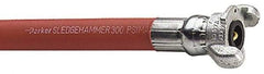 Parker - 3/4" ID x 1-5/32" OD 50' Long Sledgehammer Hose - Universal Style Coupling Ends, 300 Working psi, -40 to 212°F, Red - Americas Tooling