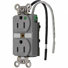 Hubbell Wiring Device-Kellems - 125V 15A NEMA 5-15R Hospital Grade Gray Straight Blade Duplex Receptacle - Americas Tooling