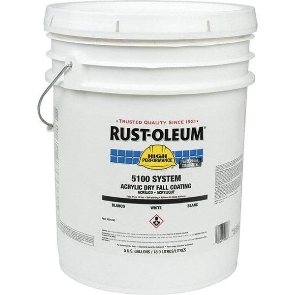 Rust-Oleum - 5 Gal White Flat Finish Industrial Enamel Paint - 210 to 260 Sq Ft per Gal, Interior/Exterior - Americas Tooling