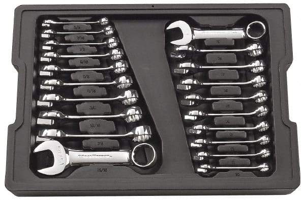 GearWrench - 20 Piece, 3/8" to 15/16" (10mm to 19mm), 12 Point Combination Wrench Set - Inch/Metric Measurement Standard, Full Polish Finish, Comes in Plastic Tray - Americas Tooling