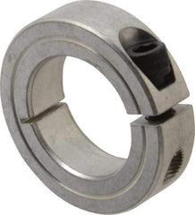 Climax Metal Products - 1-1/8" Bore, Aluminum, One Piece Clamping Shaft Collar - 1-7/8" Outside Diam, 1/2" Wide - Americas Tooling