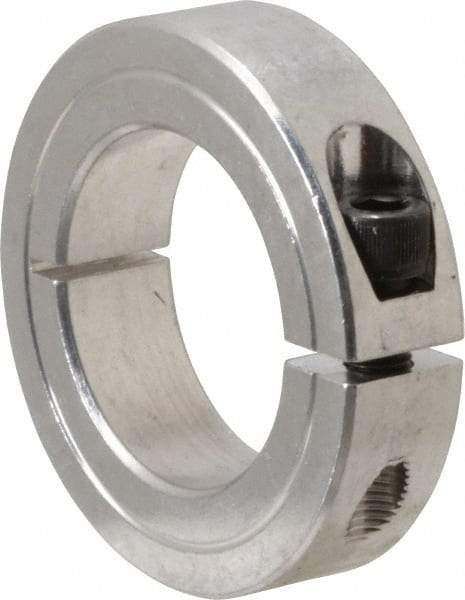 Climax Metal Products - 1-3/8" Bore, Aluminum, One Piece Clamping Shaft Collar - 2-1/4" Outside Diam, 9/16" Wide - Americas Tooling