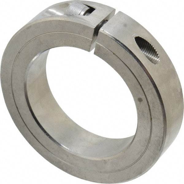 Climax Metal Products - 1-1/2" Bore, Stainless Steel, One Piece One Piece Split Shaft Collar - 2-3/8" Outside Diam, 9/16" Wide - Americas Tooling