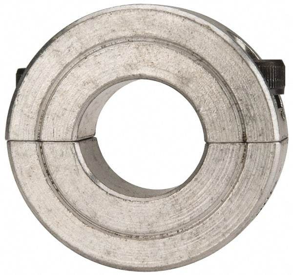 Climax Metal Products - 11/16" Bore, Aluminum, Two Piece Two Piece Split Shaft Collar - 1-1/2" Outside Diam, 1/2" Wide - Americas Tooling