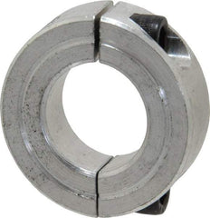 Climax Metal Products - 7/8" Bore, Aluminum, Two Piece Two Piece Split Shaft Collar - 1-5/8" Outside Diam, 1/2" Wide - Americas Tooling