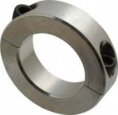 Climax Metal Products - 1-5/8" Bore, Aluminum, Two Piece Two Piece Split Shaft Collar - 2-5/8" Outside Diam, 11/16" Wide - Americas Tooling