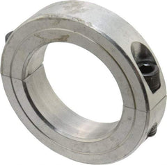 Climax Metal Products - 1-15/16" Bore, Aluminum, Two Piece Two Piece Split Shaft Collar - 3" Outside Diam, 11/16" Wide - Americas Tooling