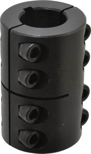 Climax Metal Products - 7/8" Inside x 1-5/8" Outside Diam, Two Piece Rigid Coupling with Keyway - 2-1/2" Long x 3/16" Keyway Width x 3/32" Keyway Depth - Americas Tooling