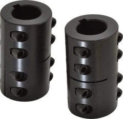 Climax Metal Products - 1" Inside x 1-3/4" Outside Diam, Two Piece Rigid Coupling with Keyway - 3" Long x 1/4" Keyway Width x 1/8" Keyway Depth - Americas Tooling