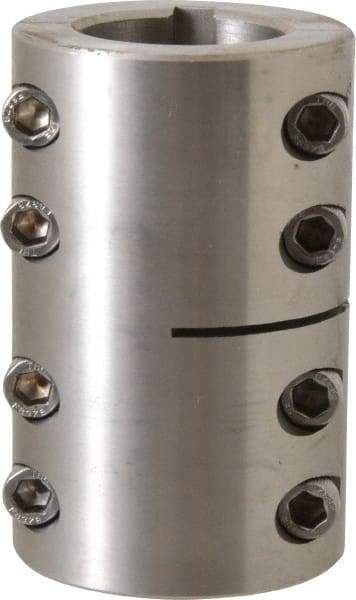 Climax Metal Products - 1-1/4" Inside x 2-1/16" Outside Diam, Two Piece Rigid Coupling with Keyway - 3-1/4" Long x 1/4" Keyway Width x 1/8" Keyway Depth - Americas Tooling