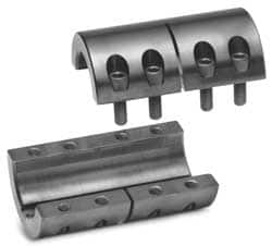 Climax Metal Products - 25mm Inside x 45mm Outside Diam, Metric Two Piece Clamping Rigid Coupling with Keyway - 75mm Long x 8mm Keyway Width x 3.3mm Keyway Depth - Americas Tooling