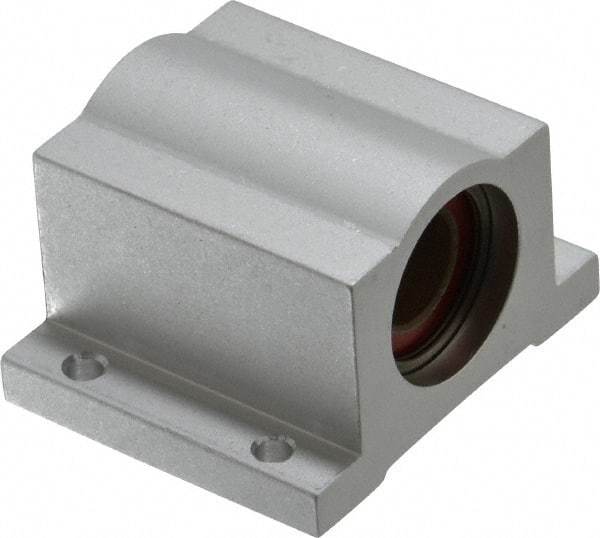 Pacific Bearing - 1/2" ID, 2" OAW x 1.688" OAL x 1-5/8" OAH Pillow Block - 975 Lb Static Cap, 1.688" Btw Mnt Hole Ctrs, 0.687" Base-to-Ctr Ht, Aluminum - Americas Tooling