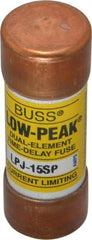 Cooper Bussmann - 300 VDC, 600 VAC, 15 Amp, Time Delay General Purpose Fuse - Fuse Holder Mount, 2-1/4" OAL, 100 at DC, 300 at AC (RMS) kA Rating, 13/16" Diam - Americas Tooling