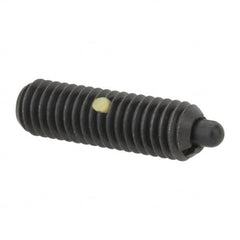 Gibraltar - M6 x 1.0, 0.787" Thread Length, 0.098" Plunger Projection, Steel Threaded Spring Plunger - 0.106" Max Plunger Diam, 0.787" Plunger Length, 1.57 Lb Init End Force, 4.5 Lb Final End Force - Americas Tooling