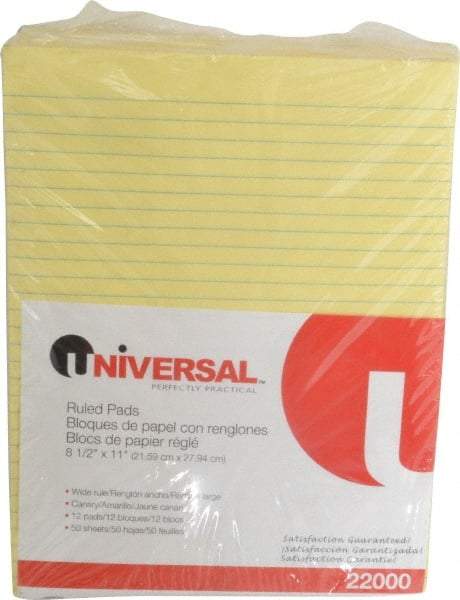 UNIVERSAL - 50 Sheet, 8-1/2 x 11", Glue Top Ruled Writing Pad - Canary - Americas Tooling