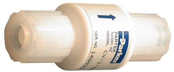 Parker - 1/2" PTFE Check Valve - Inline, PARGRIP x PARGRIP, 120 WOG - Americas Tooling