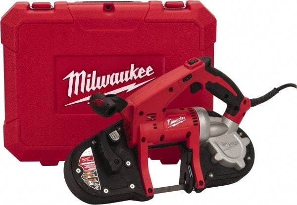 Milwaukee Tool - 120 Volt, Electric Handheld Bandsaw - 8 Ft. Cord Length, 3-1/4 Inch (Round) and 3-1/4 x 3-1/4 Inch (Rectangular) Depth of Cut, 200 and 360 SFPM, 7 Amp - Americas Tooling