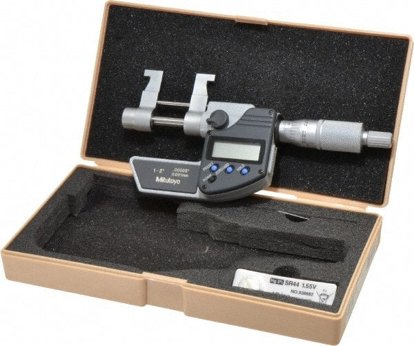 Mitutoyo - 1 to 2" Range, 0.00005" Resolution, Electronic Inside & Tubular Micrometer - Americas Tooling