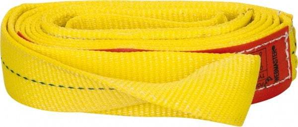 Lift-All - 10' Long x 2" Wide, 3,200 Lb Vertical Capacity, 1 Ply, Polyester Web Sling - 2,500 Lb Choker Capacity, Yellow - Americas Tooling