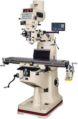 Jet - 9" Table Width x 42" Table Length, Variable Speed Pulley Control, 3 Phase Knee Milling Machine - R8 Spindle Taper, 3 hp - Americas Tooling