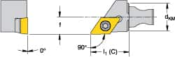 Kennametal - Right Hand Cut, Size KM12, DCMT 32.52 Insert Compatiblity, External Modular Turning & Profiling Cutting Unit Head - 8mm Ctr to Cutting Edge, 20mm Head Length, Through Coolant, Series Micro Screw-On - Americas Tooling