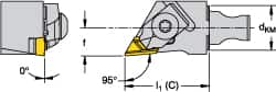 Kennametal - Right Hand Cut, Size KM16, NKL Insert Compatiblity, Modular Turning & Profiling Cutting Unit Head - 10mm Ctr to Cutting Edge, 30mm Head Length, Through Coolant, Series Micro Top Notch - Americas Tooling