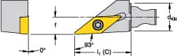 Kennametal - Right Hand Cut, Size KM12, VB.. 1103 Insert Compatiblity, External Modular Turning & Profiling Cutting Unit Head - 8mm Ctr to Cutting Edge, 20mm Head Length, Through Coolant, Series Micro Screw-On - Americas Tooling