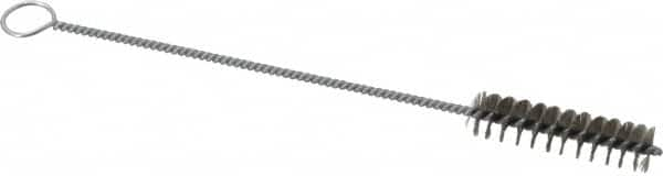 Weiler - 2" Long x 1/2" Diam Steel Hand Tube Brush - Single Spiral, 8" OAL, 0.004" Wire Diam, 1/8" Shank Diam - Americas Tooling