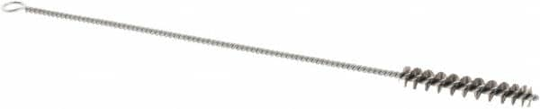 Weiler - 1-1/2" Long x 1/4" Diam Stainless Steel Hand Tube Brush - Single Spiral, 7" OAL, 0.003" Wire Diam, 3/32" Shank Diam - Americas Tooling