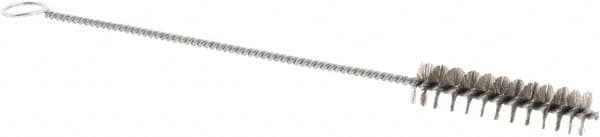 Weiler - 2" Long x 1/2" Diam Stainless Steel Hand Tube Brush - Single Spiral, 8" OAL, 0.004" Wire Diam, 1/8" Shank Diam - Americas Tooling