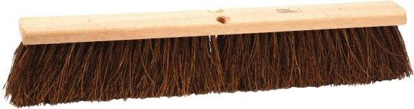 Weiler - 18" Rough Surface Palmyra Push Broom - 4" Bristle Length, Wood Block, Threaded Handle Connection, Handle Sold Separately - Americas Tooling