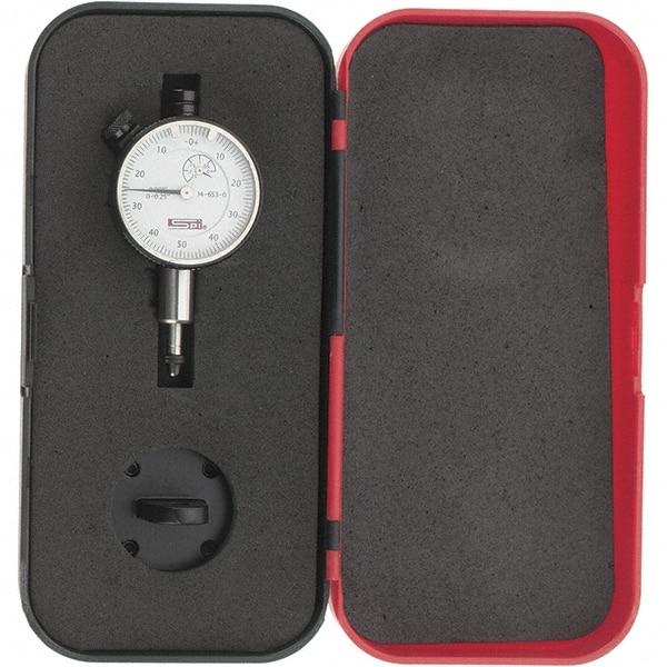 SPI - 1/4" Range, 0-50-0 Dial Reading, 0.001" Graduation Dial Drop Indicator - 1-1/2" Dial, 0.1" Range per Revolution, Revolution Counter, Includes NPL Traceability Certification - Americas Tooling