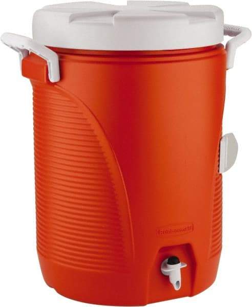 Rubbermaid - 5 Gal Beverage Cooler - Plastic, Orange/White - Americas Tooling
