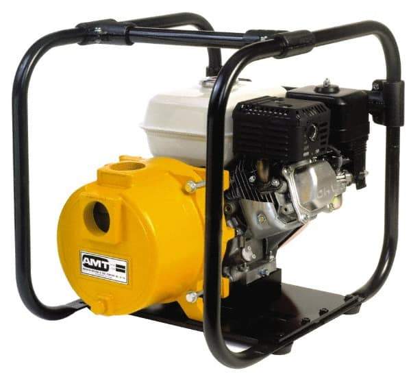 American Machine & Tool - 5.5 HP, 3,600 RPM, 2 Port Size, 1 Solids Handling, Honda OHV, Self Priming Engine Pump - Cast Iron, 3.8 Quart Tank Size, Buna-N and Silicon Carbide Shaft Seal, Stainless Steel Shaft Sleeve - Americas Tooling