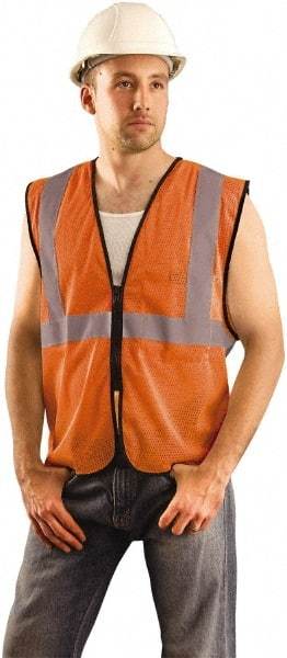 OccuNomix - Size 2X/3XL High Visibility Orange Mesh General Purpose Vest - Zipper Closure, 1 Pocket, Polyester - Americas Tooling